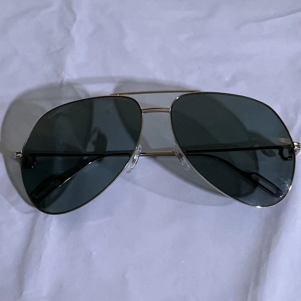Cartier Sunglasses Mens Gold Gray Aviator Metal CT0110S 008 Made In France